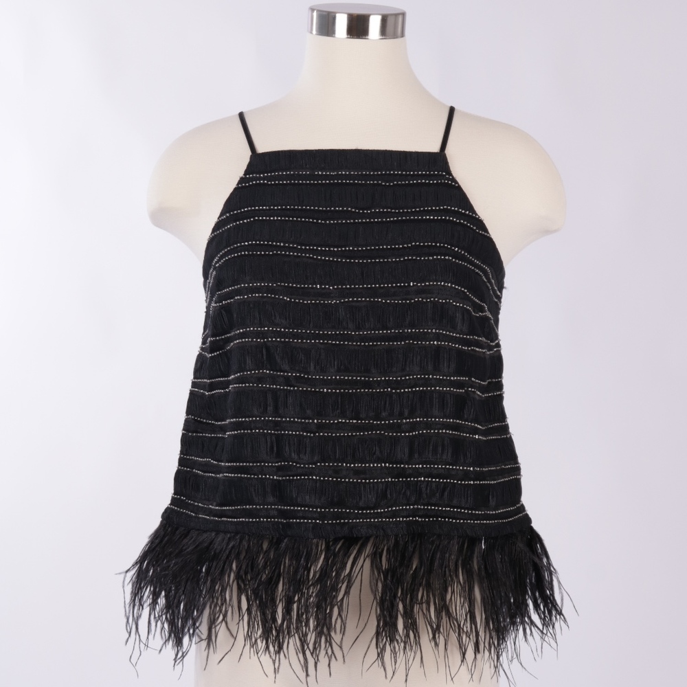 FEATHER TRIMMED BEADED TANK